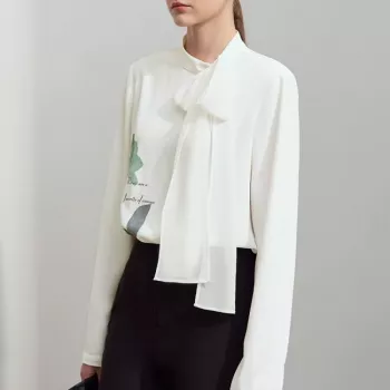 Floral Loose Blouse with Stand Collar & Pearl Detail